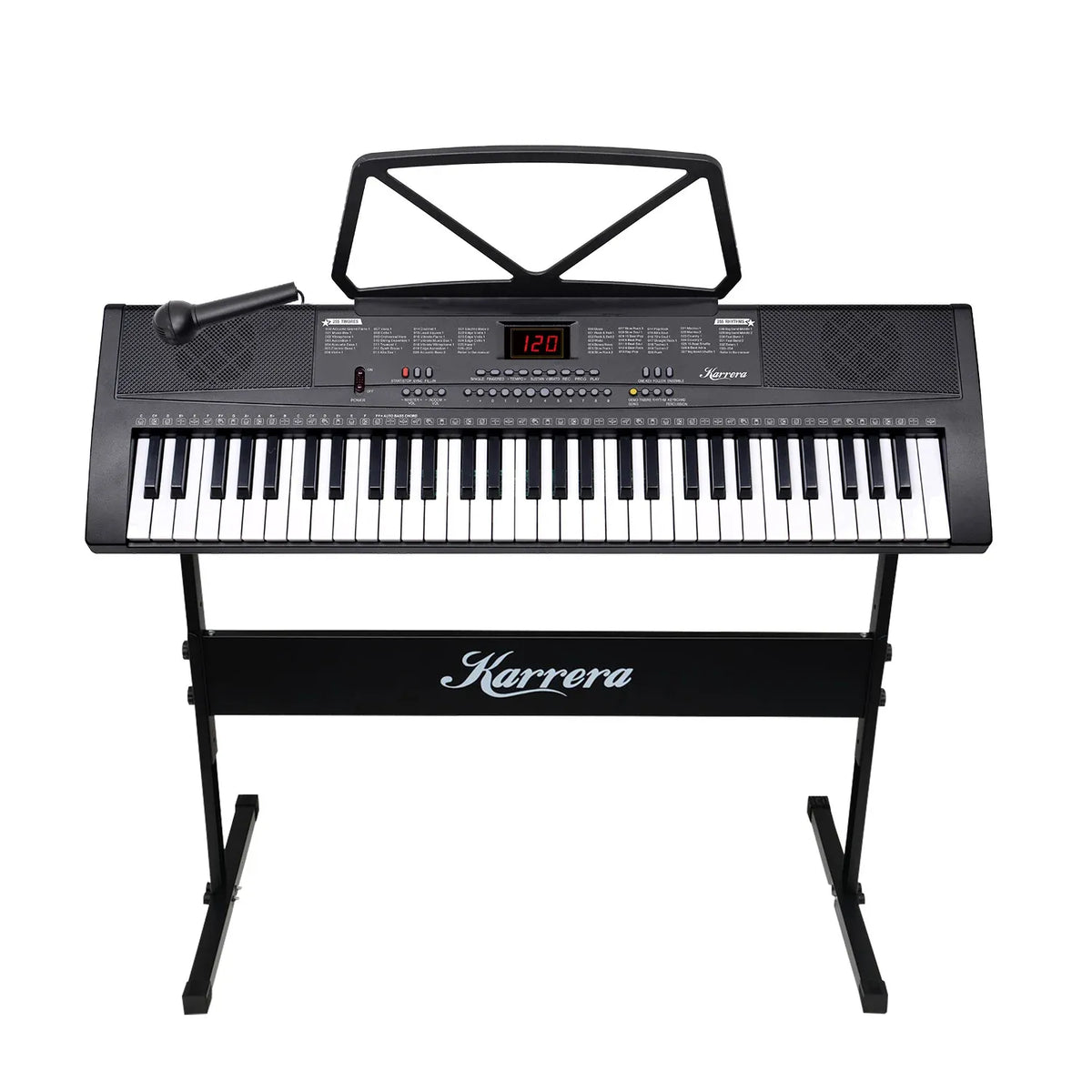 Karrera 61-Key Electronic Piano Keyboard with Stand - Portable Digital Music Instrument for Beginners Black