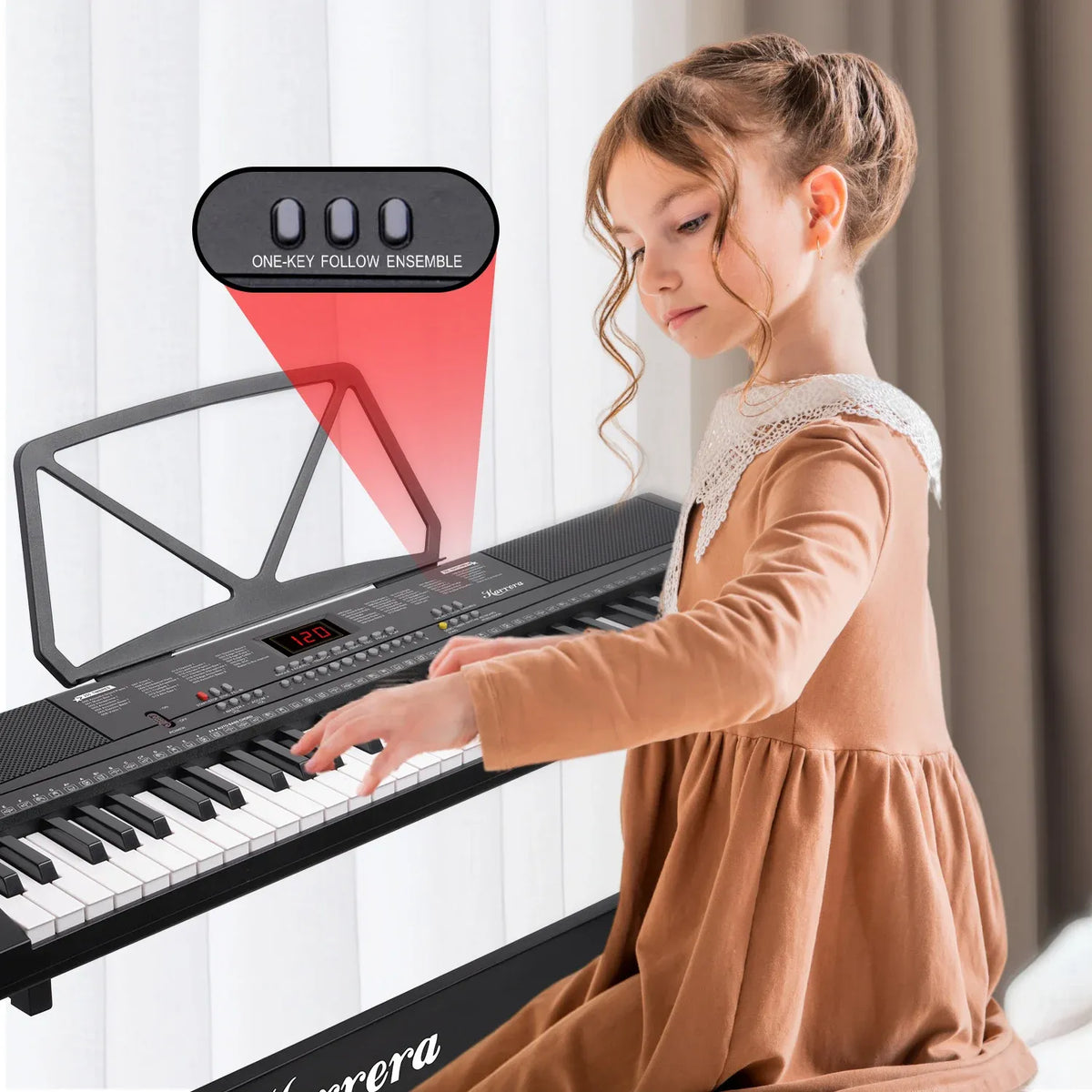 Karrera 61-Key Electronic Piano Keyboard with Stand - Portable Digital Music Instrument for Beginners Black