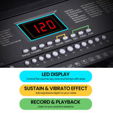 Karrera 61-key Electronic Led Keyboard 75cm Portable Piano In Black With Microphone Input, Headphone Output, 255 Timbres & Rhythms