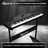 Karrera 61-key Electronic Led Keyboard 75cm Portable Piano In Black With Microphone Input, Headphone Output, 255 Timbres & Rhythms