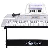 Karrera 61 Keys Electronic Keyboard Teaching Piano with Electric Stand in Silver CHJ-61