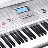Karrera 61 Keys Electronic Keyboard Teaching Piano with Electric Stand in Silver CHJ-61