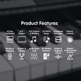 Karrera 61 Keys Electronic Keyboard Teaching Piano with Electric Stand in Silver CHJ-61