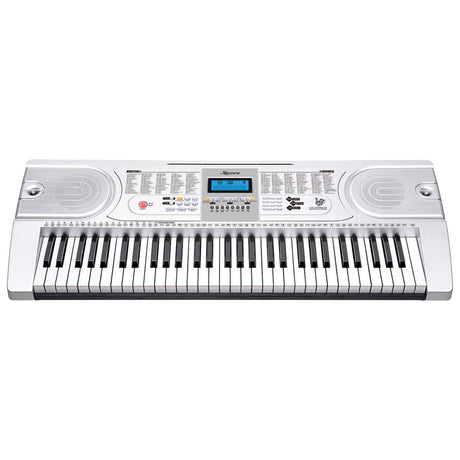 Karrera 61 Keys Electronic LED Keyboard Piano with Stand - Silver