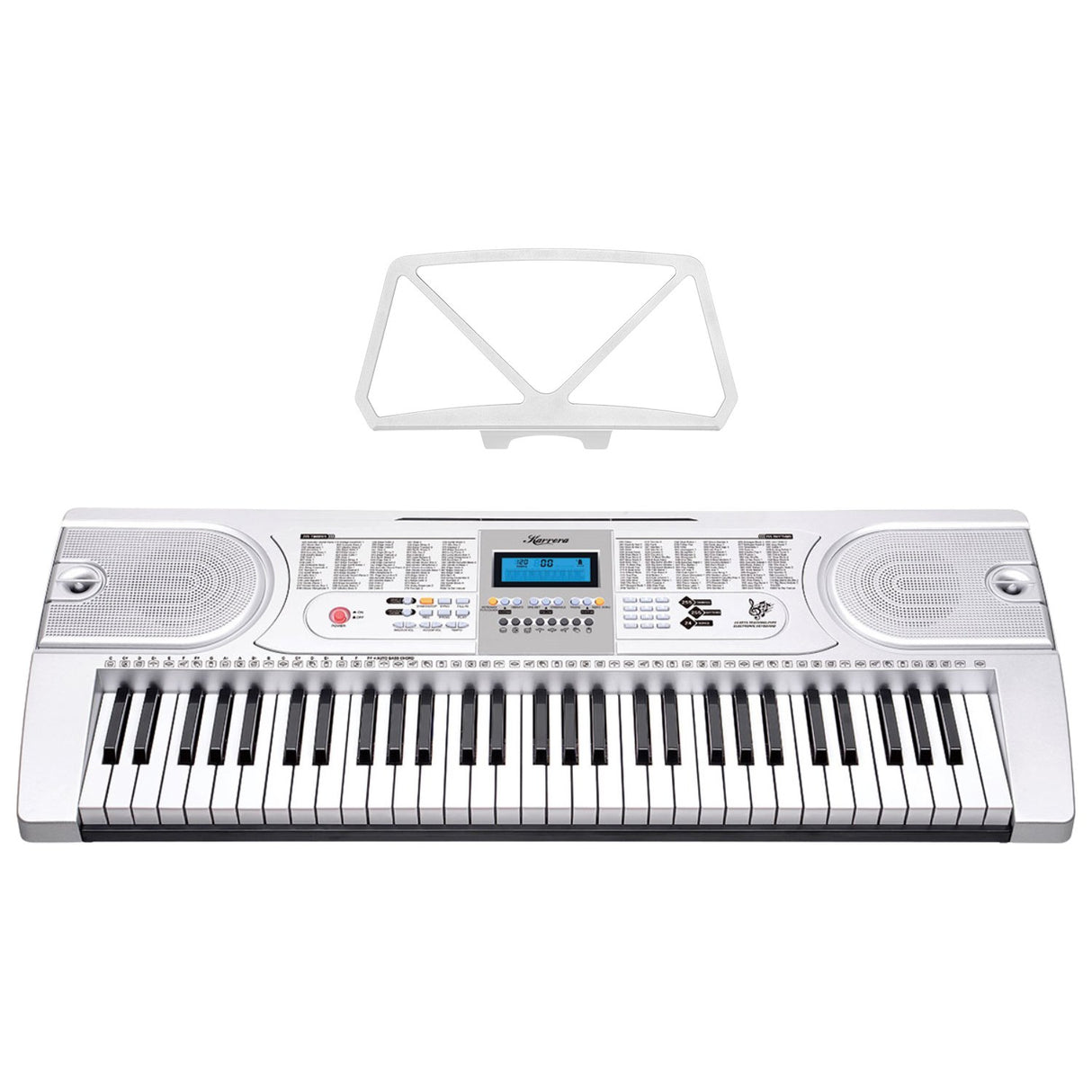Karrera 61 Keys Electronic LED Keyboard Piano with Stand - Silver