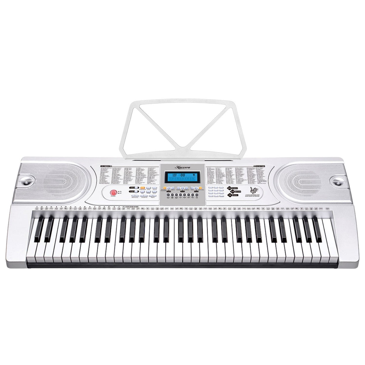 Karrera 61 Keys Electronic LED Keyboard Piano with Stand - Silver