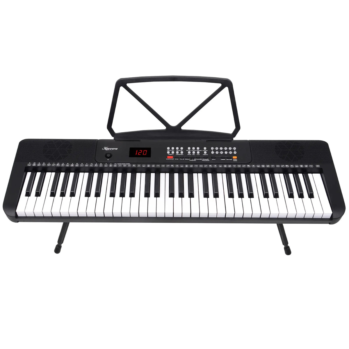 Karrera 61 Key Digital Piano Electronic Keyboard with Adjustable Folding Stand & Music Rest for Beginners Black