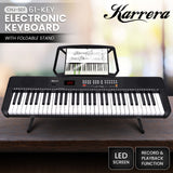Karrera 61 Key Digital Piano Electronic Keyboard with Adjustable Folding Stand & Music Rest for Beginners Black