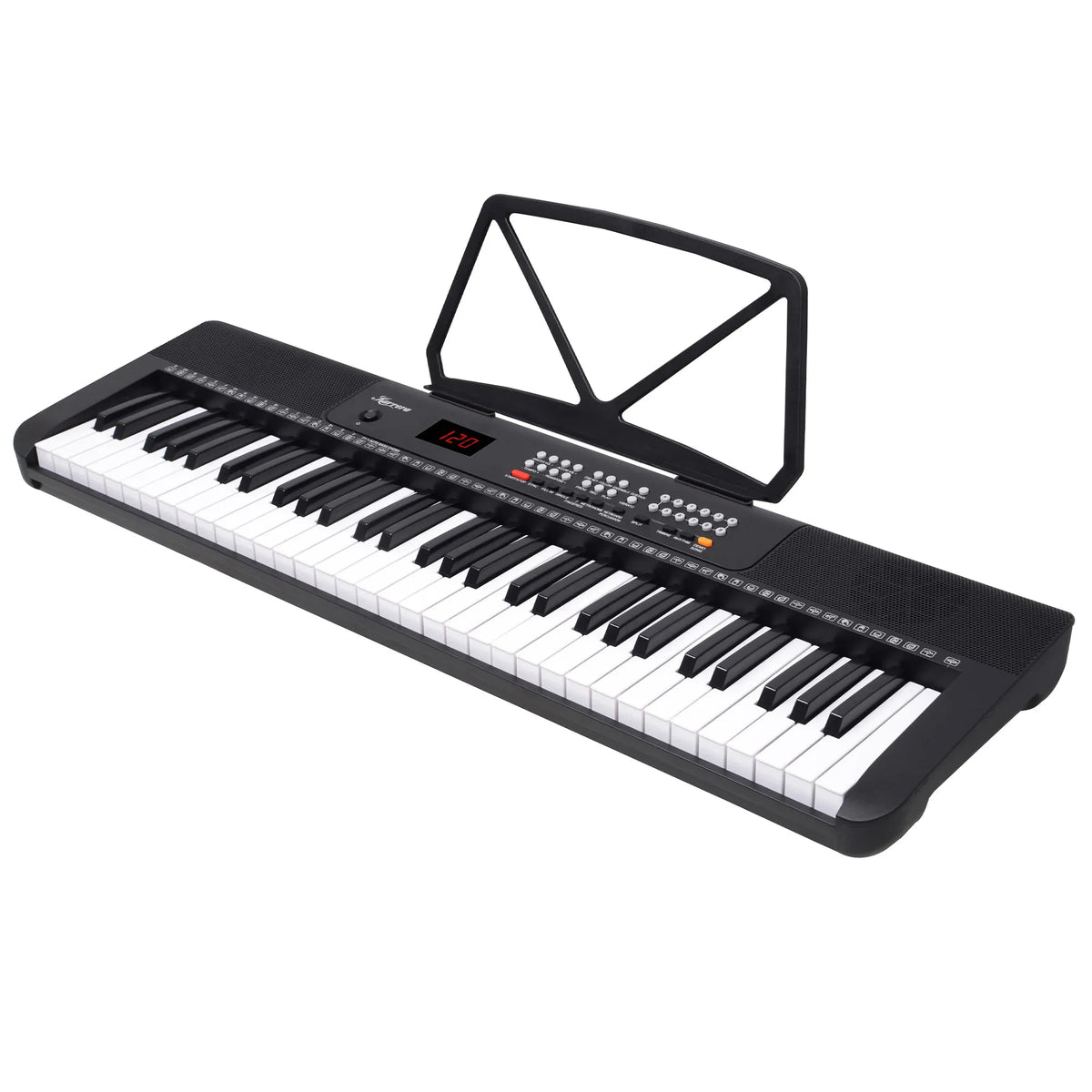 Karrera 61 Key Digital Piano Electronic Keyboard with Adjustable Folding Stand & Music Rest for Beginners Black