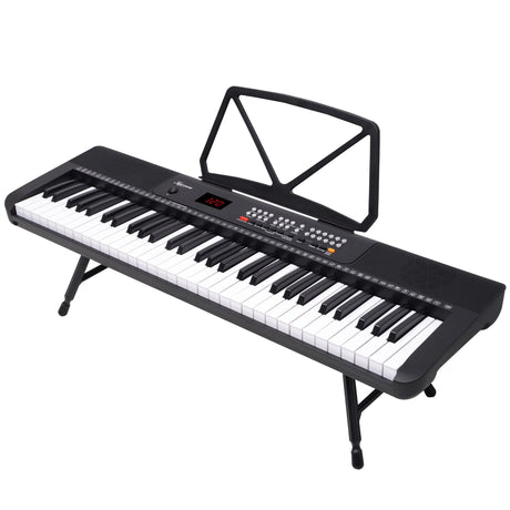 Karrera 61-Key Electronic Piano Keyboard with LED and Folding Stand in Black CHJ-SD1