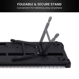 Karrera 61-Key Electronic Piano Keyboard with LED and Folding Stand in Black CHJ-SD1