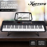 Karrera 61-Key Electronic Piano Keyboard with LED and Folding Stand in Black CHJ-SD1