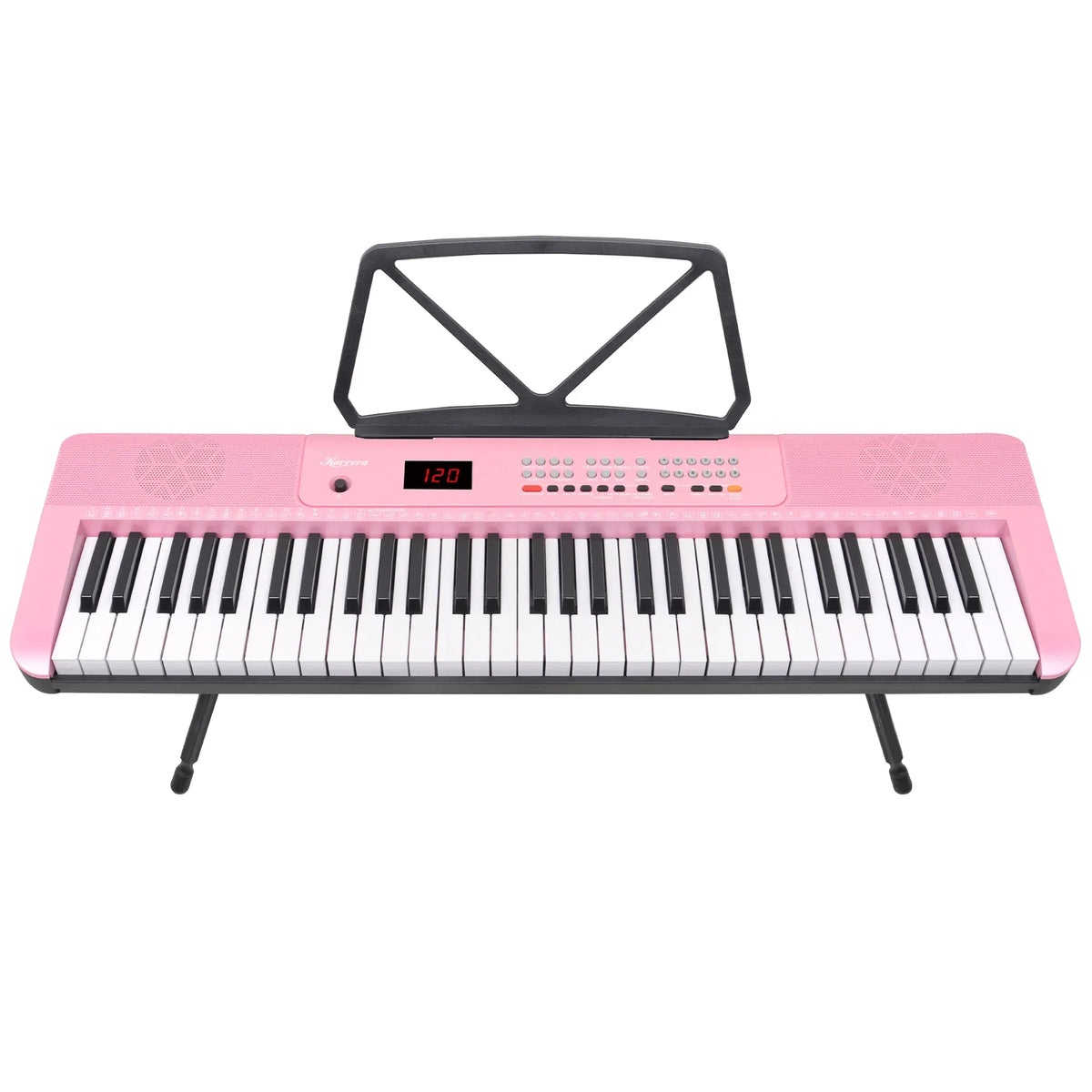 Karrera Pink 61-Key Electronic Digital Piano Keyboard with LED Screen Adjustable Folding Stand & Music Holder