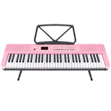 Karrera Pink 61-Key Electronic Digital Piano Keyboard with LED Screen Adjustable Folding Stand & Music Holder