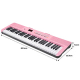 Karrera Pink 61-Key Electronic Digital Piano Keyboard with LED Screen Adjustable Folding Stand & Music Holder