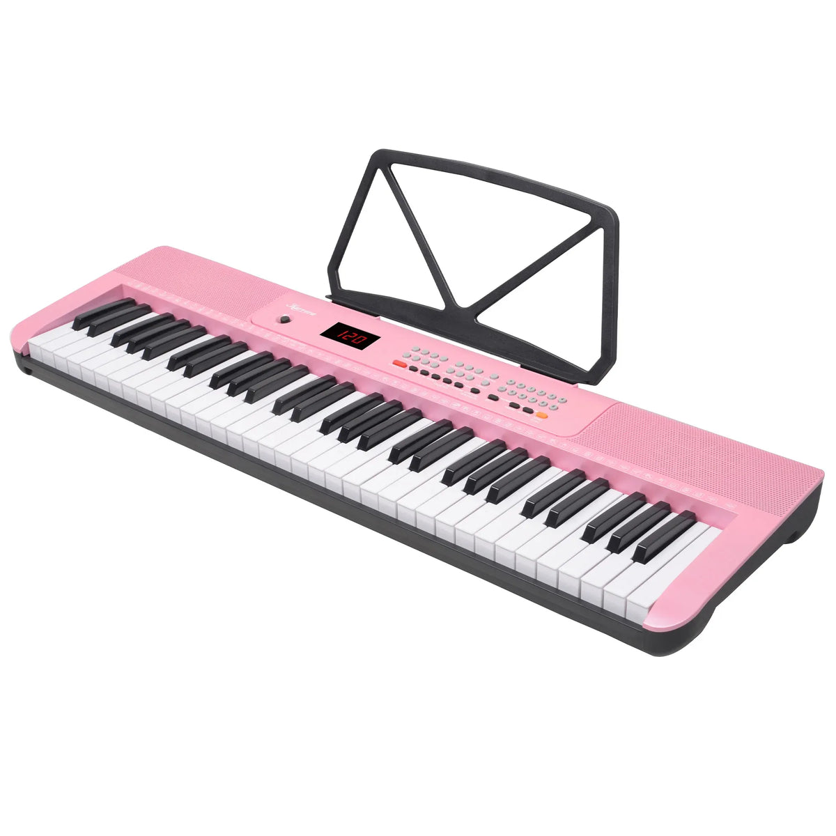 Karrera Pink 61-Key Electronic Digital Piano Keyboard with LED Screen Adjustable Folding Stand & Music Holder