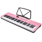 Karrera Pink 61-Key Electronic Digital Piano Keyboard with LED Screen Adjustable Folding Stand & Music Holder