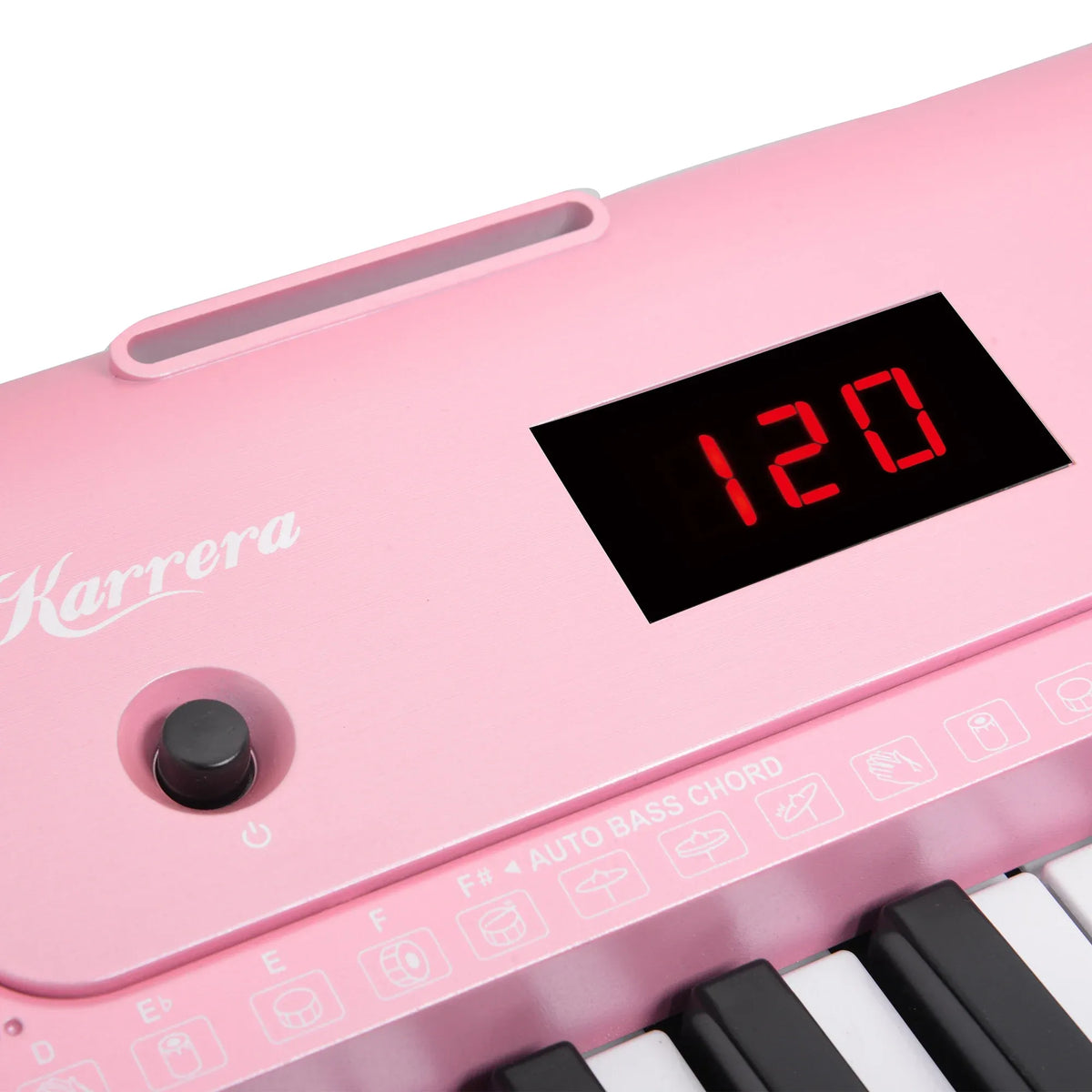 Karrera Pink 61-Key Electronic Digital Piano Keyboard with LED Screen Adjustable Folding Stand & Music Holder