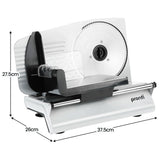 Pronti White Electric Food Slicer 200W with Adjustable Thickness 1 to 15mm Serrated and Fine Edge Stainless Steel Blades