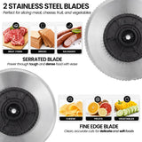 Pronti White Electric Food Slicer 200W with Adjustable Thickness 1 to 15mm Serrated and Fine Edge Stainless Steel Blades