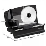 Pronti Black Electric Food Slicer 200W with Adjustable Thickness 1 to 15mm Serrated and Fine Edge Stainless Steel Blades
