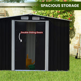 Wallaroo 10x8ft Zinc Steel Garden Shed with Open Storage - Black