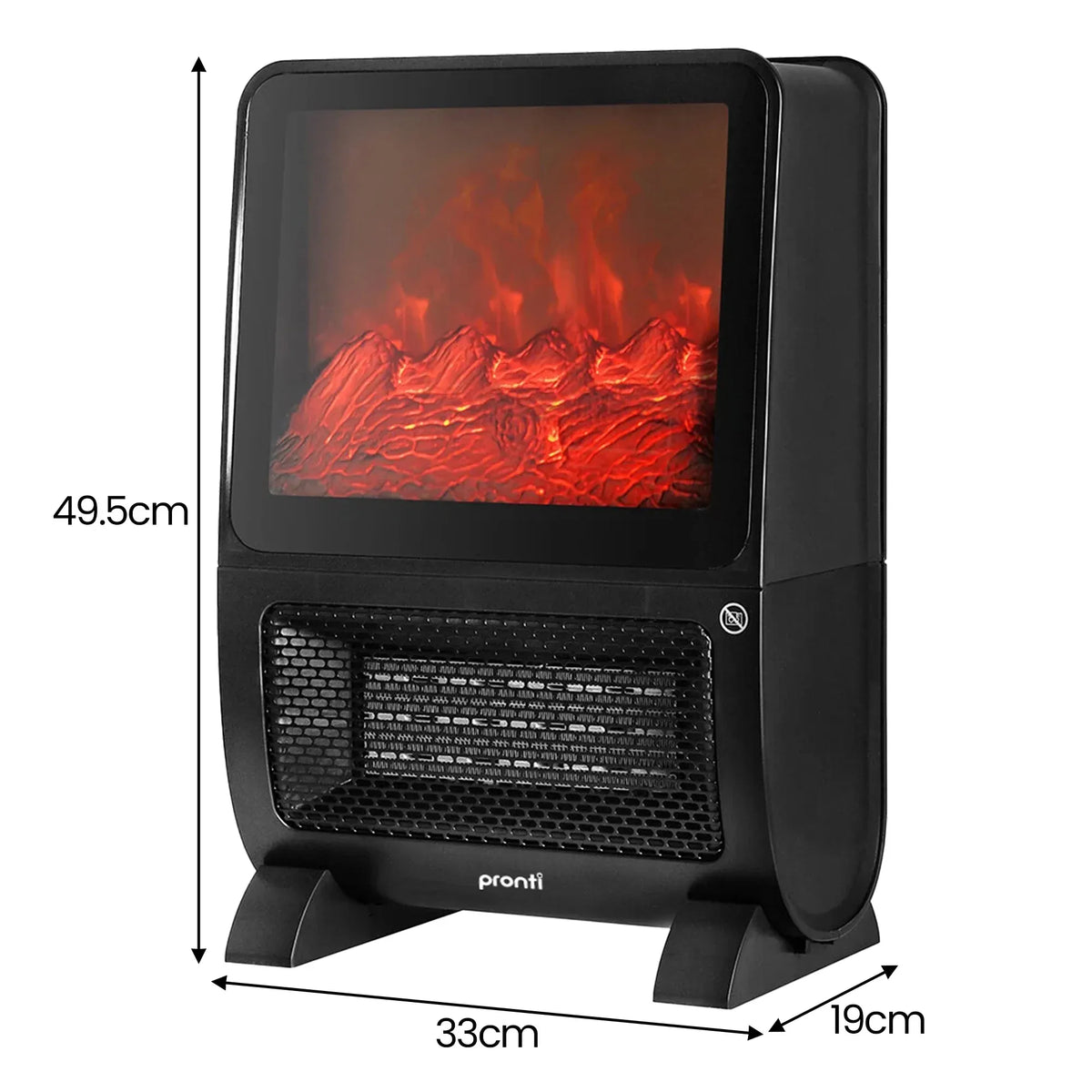 Pronti 2000W PTC Ceramic Electric Portable Space Heater with 3D Flame Effect, Remote Control, Timer & Air Filter