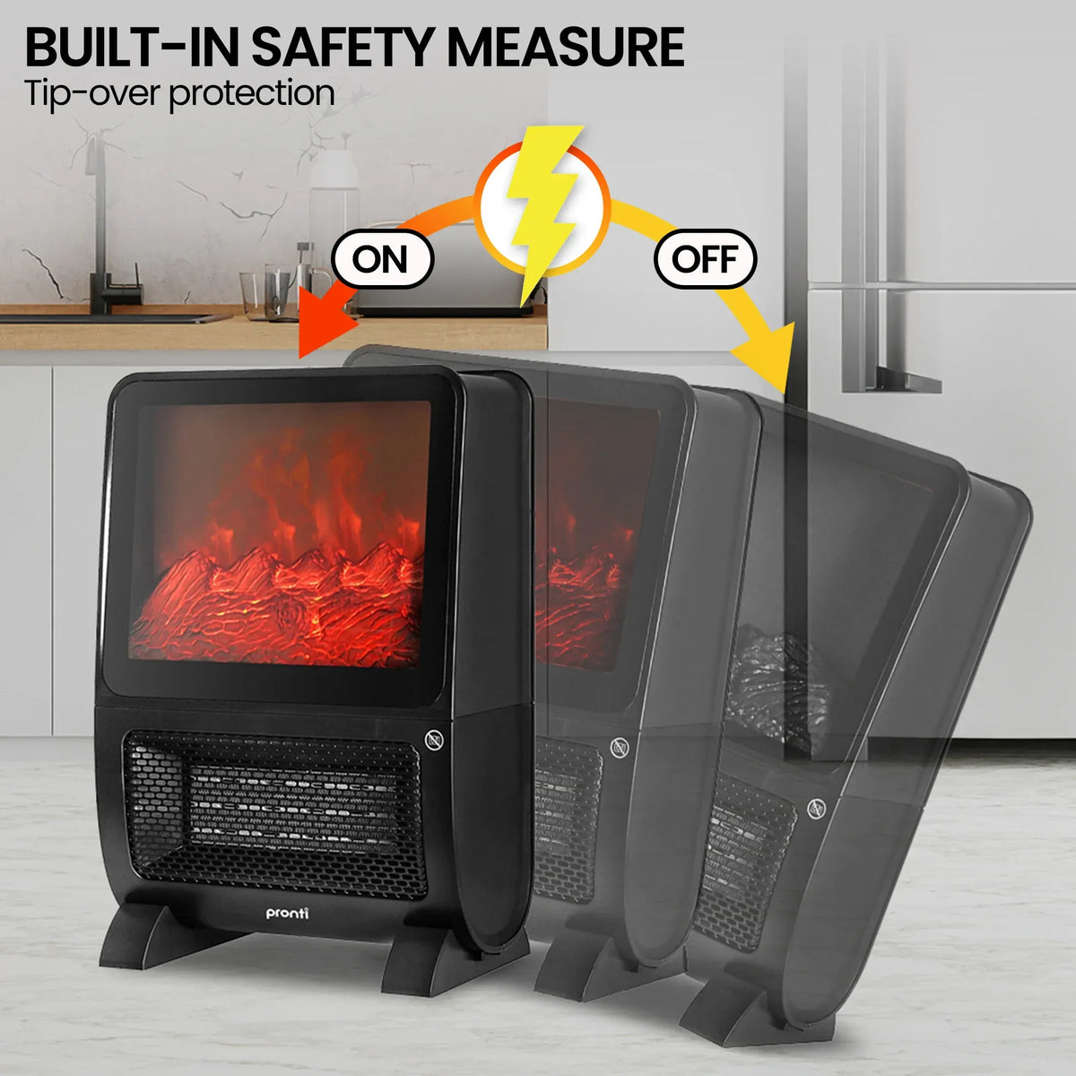 Pronti 2000W PTC Ceramic Electric Portable Space Heater with 3D Flame Effect, Remote Control, Timer & Air Filter
