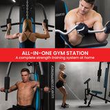 Powertrain JX-300 Multi Station Home Gym 44kg Weight Stack Cable Machine, Curl Pad Leg Extension and Pull-down Bar