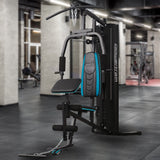 Powertrain JX-300 Multi Station Home Gym 44kg Weight Stack Cable Machine, Curl Pad Leg Extension and Pull-down Bar