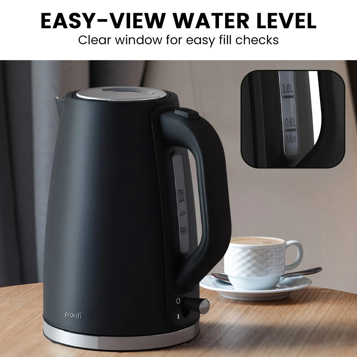 Pronti Silver Noir Collection 4 Slice Toaster and Kettle Bundle