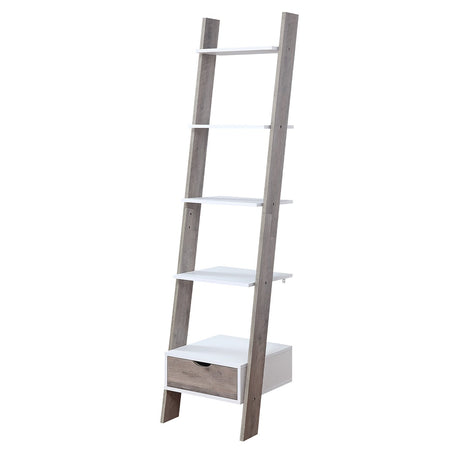 Sarantino Mira 5-tier Ladder Shelf In White And Grey Oak
