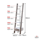 Sarantino Mira 5-tier Ladder Shelf In White And Grey Oak
