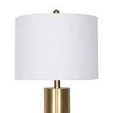 Sarantino Modern Faux Black Marble Table Lamp with Gold Brass Base & White Fabric Drum Shade