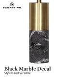 Sarantino Modern Faux Black Marble Table Lamp with Gold Brass Base & White Fabric Drum Shade