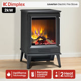 Dimplex Laverton 2kW Freestanding Electric Fireplace Stove Heater, 3D Optiflame Effect, Remote Control, Matte Black