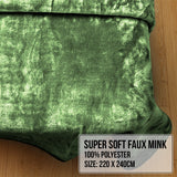 Laura Hill 600gsm Faux Mink Blanket Queen Size Double-sided Throw Rug Large Super Luxurious Soft - Green