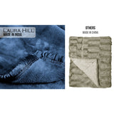 Laura Hill 600gsm Faux Mink Blanket Queen Size Double-sided Throw Rug Large Super Luxurious Soft - Blue
