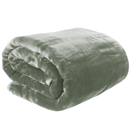 Laura Hill 600-GSM Mink Blanket Queen Size Double-Sided Soft Plush Bed Faux Throw Rug 220 X 240cm Sage