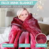 Laura Hill Mink Blanket Double Sided Queen Size Soft Plush Bed Faux Throw 220 X 240cm