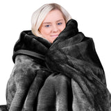 Laura Hill 800-gsm Faux Mink Throw Blanket Queen Size Double-sided Large Super Luxurious Soft Heavy - Black