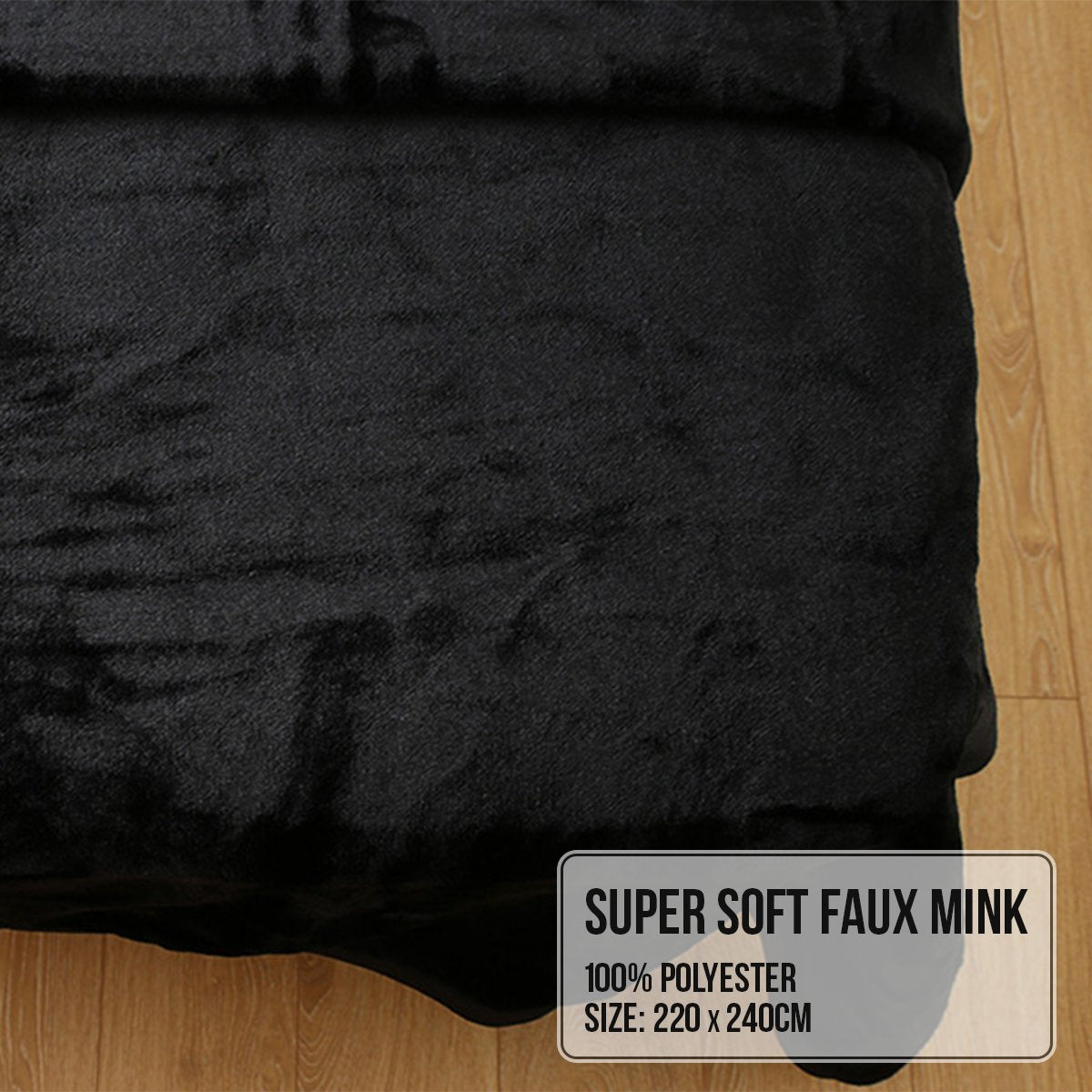 Laura Hill 800-gsm Faux Mink Throw Blanket Queen Size Double-sided Large Super Luxurious Soft Heavy - Black