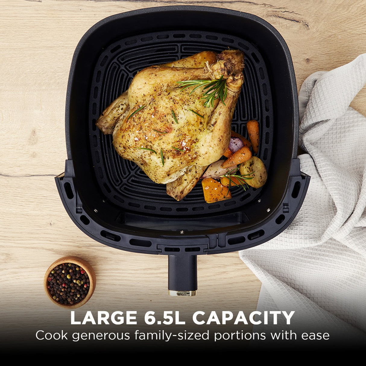 Morphy Richards 6.5L Digital Air Fryer MRAF72BK w/LED Touch Control Panel 8 Preset Cooking Programs Non Stick Drawer