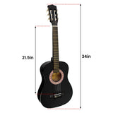 Karrera 34in Wooden Acoustic Childrens Guitar - Black