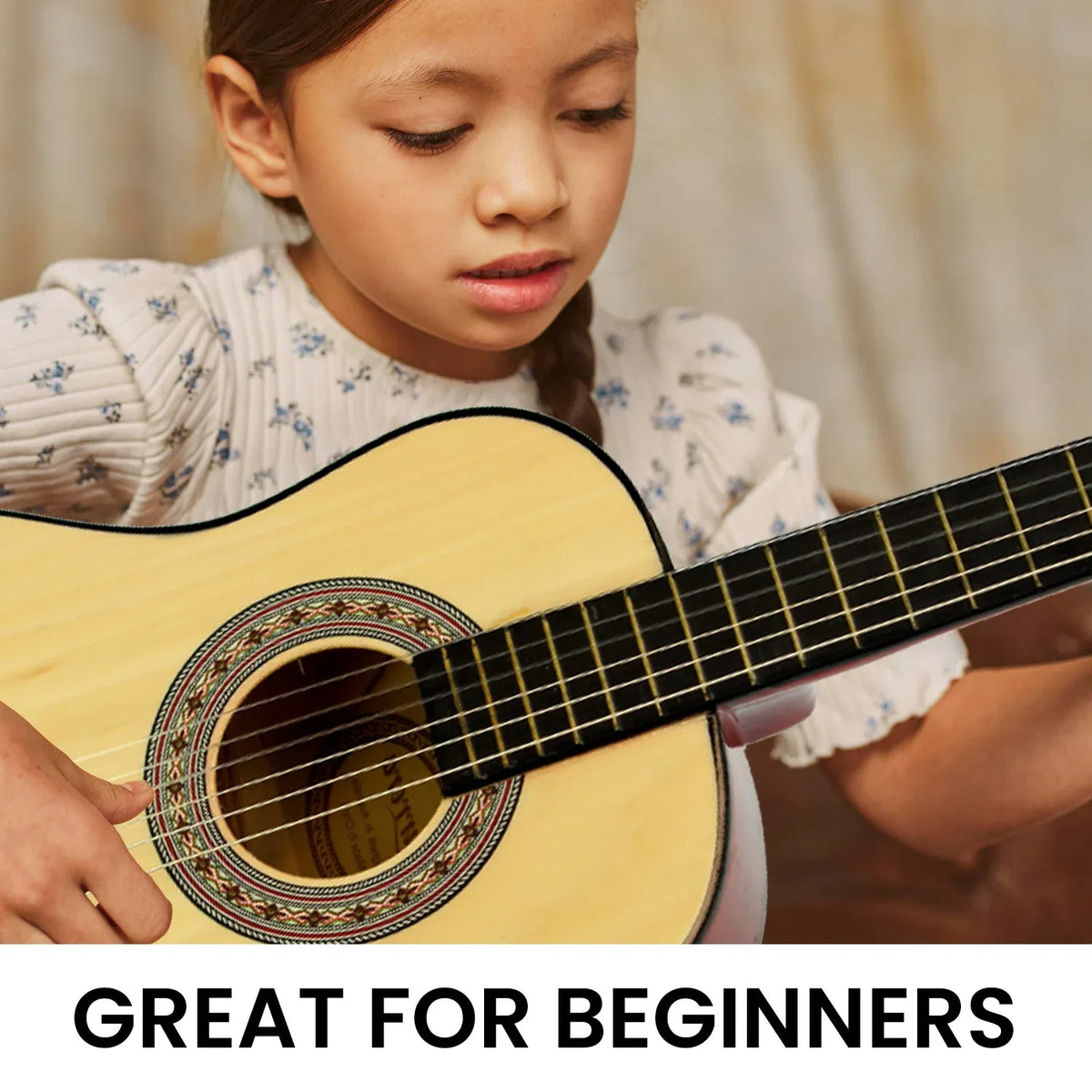 Karrera 34in Wooden Acoustic Childrens Guitar - Natural