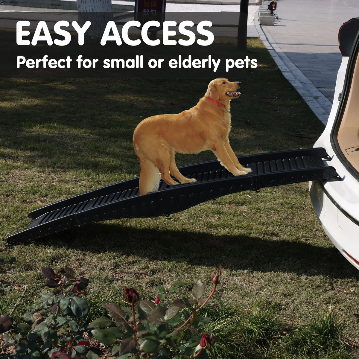 Furtastic 152cm Portable Folding Dog Ramp Non-Slip Pet Car Step Ramp for SUVs Vehicles & Senior Dogs Black
