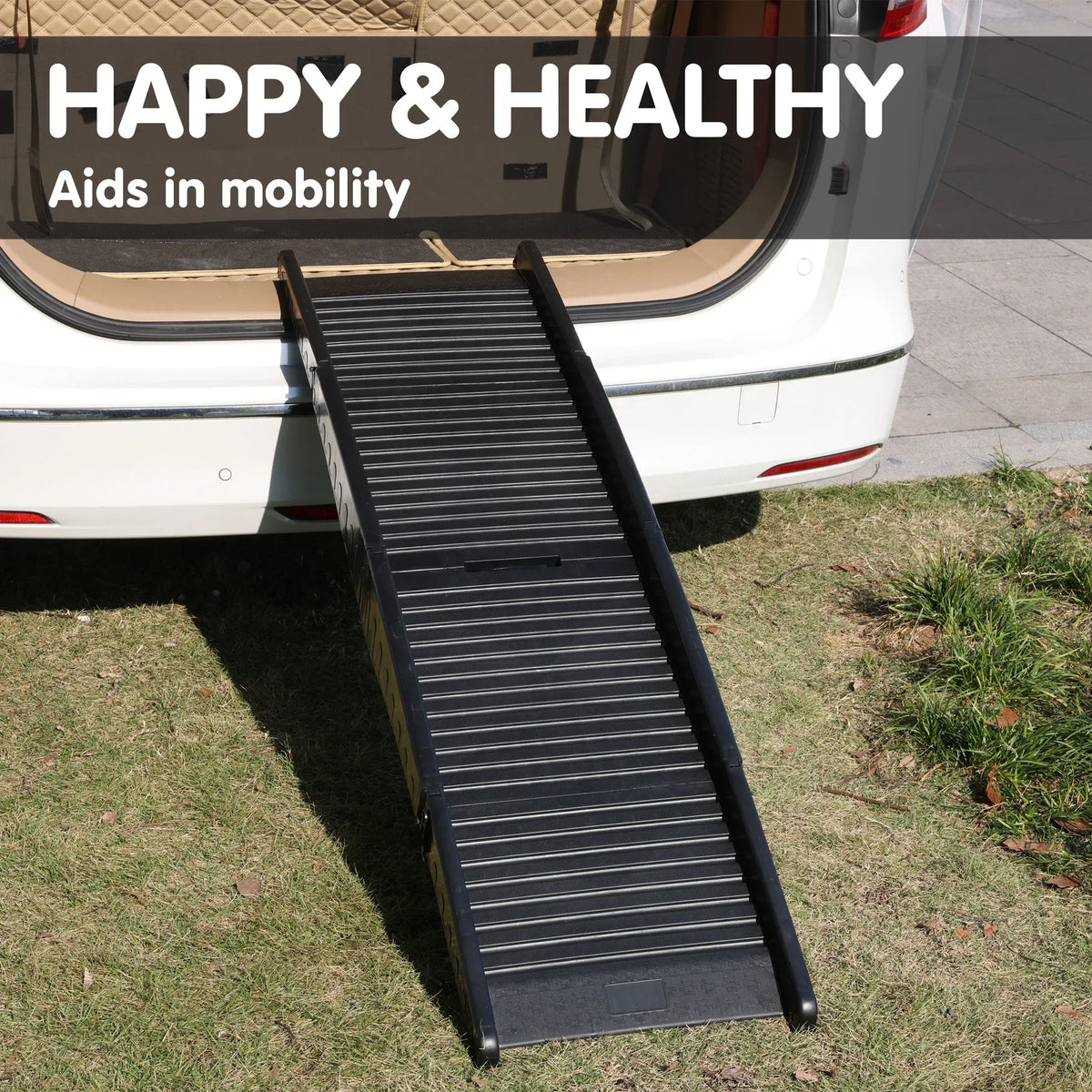 Furtastic 152cm Portable Folding Dog Ramp Non-Slip Pet Car Step Ramp for SUVs Vehicles & Senior Dogs Black