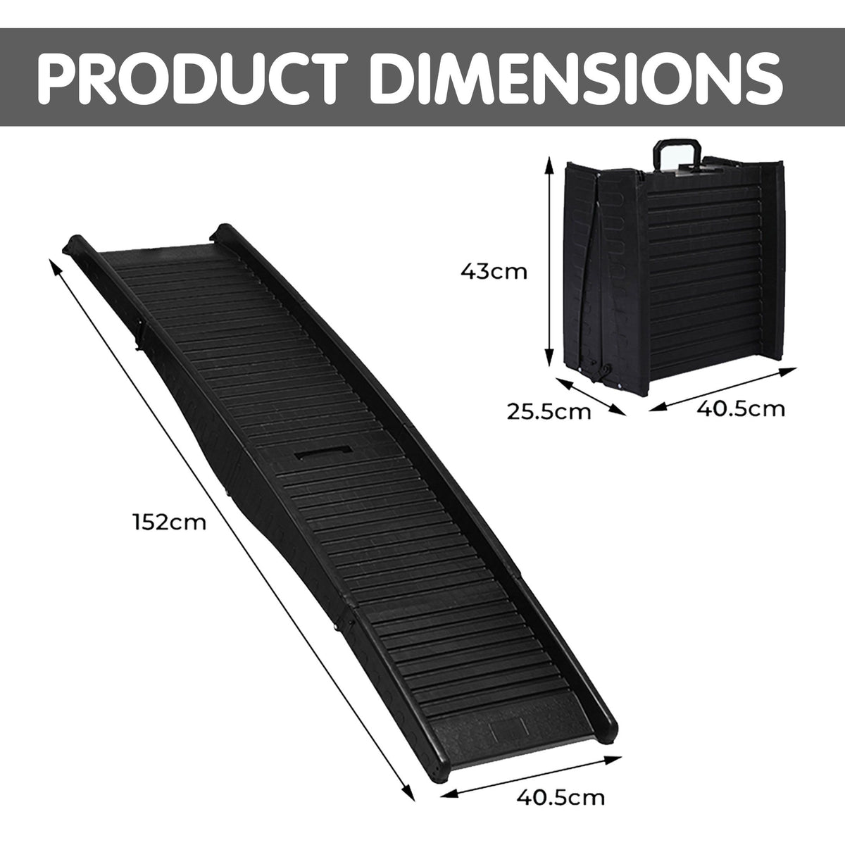 Furtastic 152cm Portable Folding Dog Ramp Non-Slip Pet Car Step Ramp for SUVs Vehicles & Senior Dogs Black