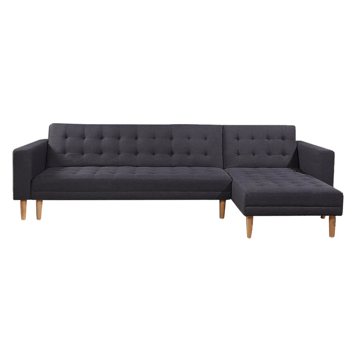 Sarantino Linen Fabric Corner Sofa Bed Couch Lounge With Chaise Furniture - Dark Grey