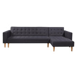 Sarantino Linen Fabric Corner Sofa Bed Couch Lounge With Chaise Furniture - Dark Grey